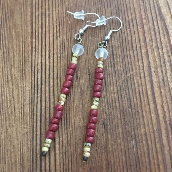 *Long Beaded Dangle Earrings Handmade Earrings,  Handmade Earrings - Picture 1 of 5
